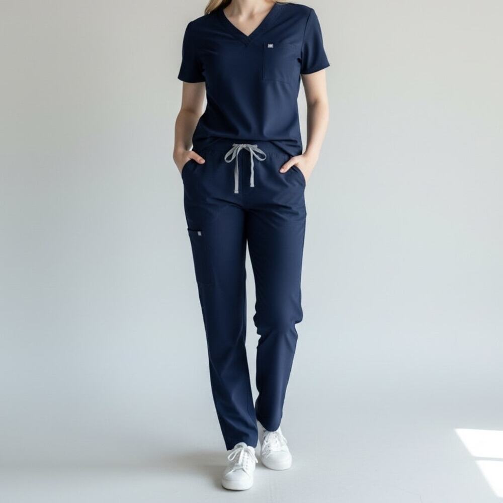 FIGS Kade Cargo Scrub Pants Women's Sz MP Navy Workwear Healthcare Minimalist